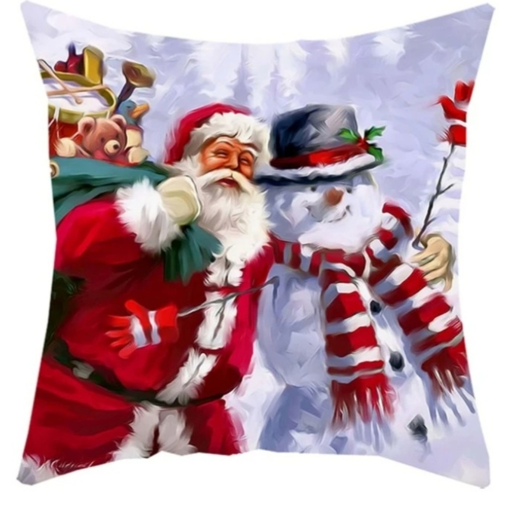 NWT 1 Pillow Cover..Santa and Snowman 17.7" x 17.7"